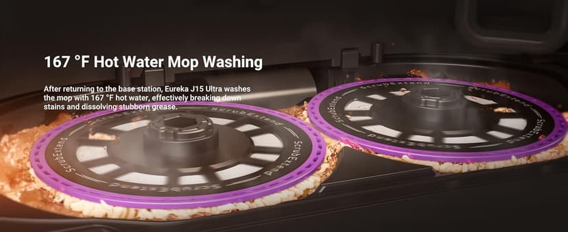 Eureka J15 Ultra Self Emptying Robot Vacuum, 19,000 Pa Suction, Flex-Arm Mop Design, 167℉Hot Water Mop Washing & 131°F Hot Air Drying, AI Obstacle Avoidance, Black