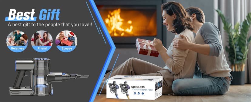 Cordless Vacuum Cleaner,Vacuum Cleaners for Home with Super Suction,Lightweight Stick Vacuum with 35 Mins Runtime,Rechargeable Cordless Vacuum for Carpet, Tile, Pet Hair, Hardwood Floors(Deep Blue)