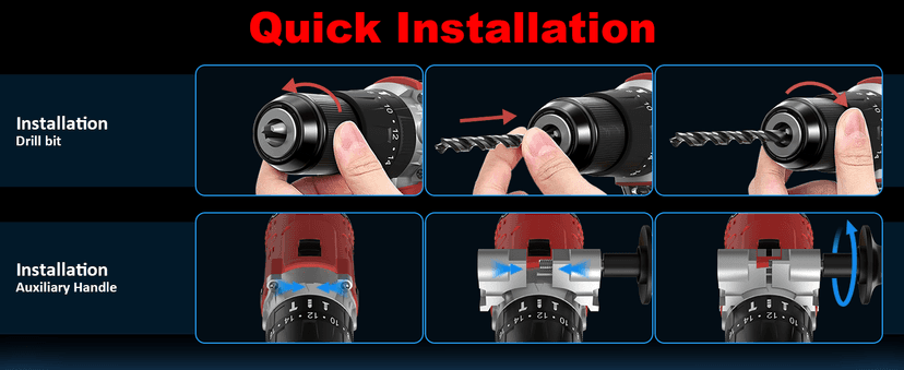 1060In·lbs Cordless Drill Driver - 20+3 Torque Brushless Hammer Drill with 2 x 4.0Ah Battery & Fast Charger - 21V Electric Power Drills Set with 2 Speeds & 1/2 Inch Self-locking Metal Chuck