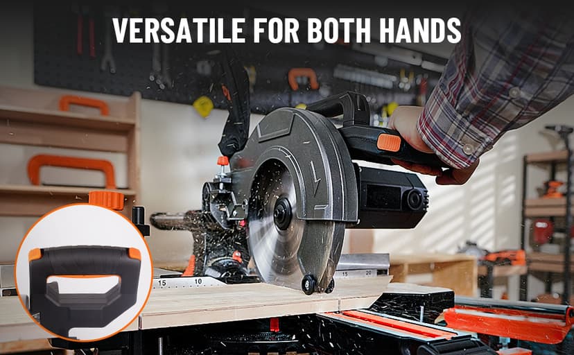 Updated 10-Inch Sliding Miter Saw, Multi-Material Cutting w/ 3 x TCT Blades, Ambidextrous Operation, 5000/3200RPM Speed, Laser Guide, 0-45° Bevel Cut, Max Cut 3.5x13.4in, 9 Positive Stops