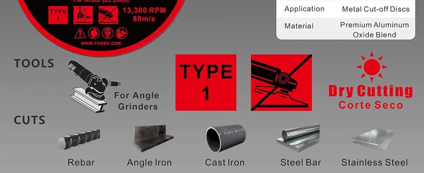 FOXBC 4-1/2 Inch Cut Off Wheel Discs for Angle Grinder, Cutting for Metal & Stainless Steel, 4-1/2" x .045" x 7/8" - 50 Pack