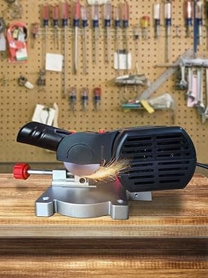 VEVOR Mini Miter Cut-off Chop Saw, 110V Two 2-5/16" Blade of Steel and Resin with 1/2inch Cutting Depth, 0-45° Benchtop Miter Saw for Copper, Aluminum, Wood, Zinc in Hobby Craft