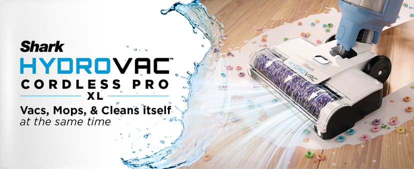 Shark WD201 HydroVac Cordless Pro XL 3-in-1 Vacuum, Mop & Self-Cleaning System with Antimicrobial Brushroll* & Solution for Multi-Surface, Hardwood, Tile, Marble & Area Rugs, Pure Water