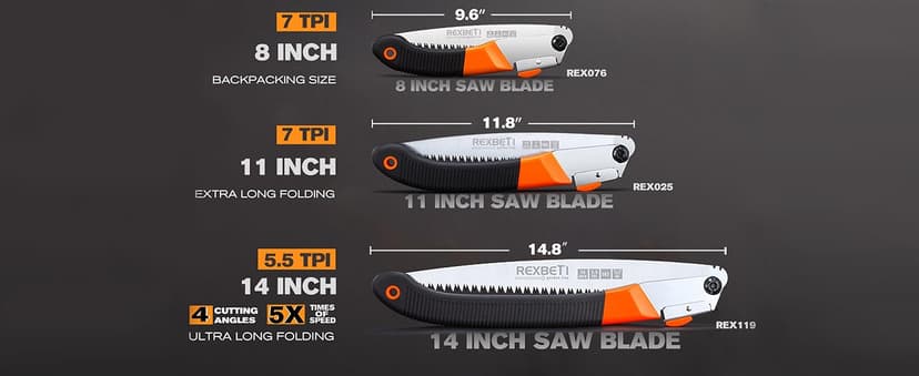 REXBETI Folding Saw, Heavy Duty 11 Inch Extra Long Blade Hand Saws for Wood Camping, Dry Wood Pruning Saws With Hard Teeth, Quality SK-5 Steel