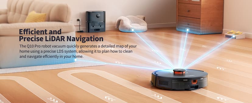 Robot Vacuum and Mop, Self-Emptying Robot Vacuum Cleaner with 5000Pa Suction, Laser Navigator with Smart Mapping Robotic Vacuums, 150Mins Runtime,Schedule,App Alexa Control for Carpet/Pet Hair,Q10 pro