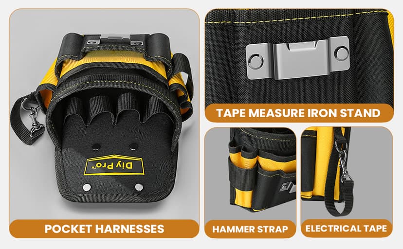 Tool Pouches, Tool Belt Pouch, Electrician Tool Pouch, Quickly Attach & Release Tool Belt Pouch with Clip, Tool Bag Multi-Pocket, Heavy Duty Tool Pouches for Carpenters & Home Improvement