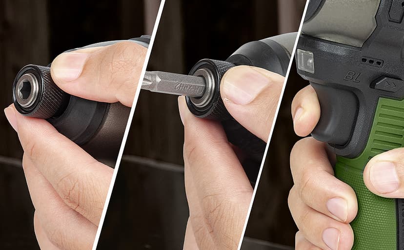 17V Brushless Screwdriver, 140Nm Cordless Impact Driver Set with 3 Adjustable Speed, 2 Batteries and Led Work Light