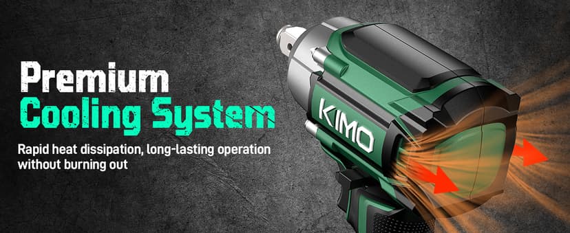 KIMO Impact Wrench 1/2, Max Torque 406ft-lbs (550N.m) & 3000RPM /Premium Brake Stop, 9-Piece Drill & Serewdriver Set, 4 Sockets, Cordless Impact Wrench with 4000mAh Battery, Impact Driver for CarTires