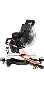 12-Inch Dual-Bevel Miter Saw, Compound Sliding Miter Saw, Ambidextrous Operation, 3800RPM, 4.2 x 13in Cutting Capacity, Laser Guide, 0-45° Bevel & Miter Cut, 9 Positive Stops, 15-Amp Corded