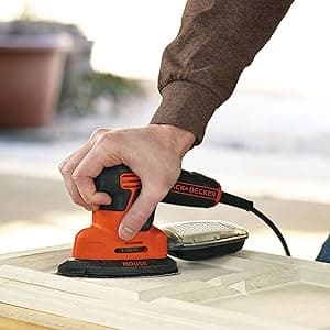 BLACK+DECKER Detail Sander, 1.2 Amp, 16,000 OPM, Compact Design, 3-Position Grip for Comfort, Includes Dust Collector, Corded (BDEMS600)