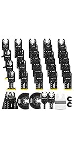 26pcs Oscillating Saw Blades Titanium Multitool Blades for Wood Plastics Metal oscillating Tool Blades Kits Fit Rockwell Ridgid Ryobi Milwaukee Chicago Craftsman Dewalt