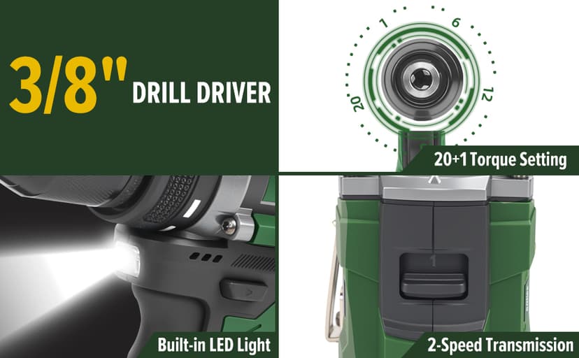 Prostormer Cordless Drill and Impact Driver Set, 17V Brushless Power Tool Kit Included 3/8” Drill & 1/4” Impact Driver with 2 Batteries, Charger, 23pcs Bits and Tool Case