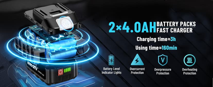 GEVEELIFE 650N.m/480Ft-lbs Brushless Impact Wrench,1/2" Cordless Impact Gun w/ 2x4.0Ah Battery & 6 Sockets, 3300RPM Power Electric Impact Driver for Car/DIY Furniture/Lawn Mower, Blue Toolbox