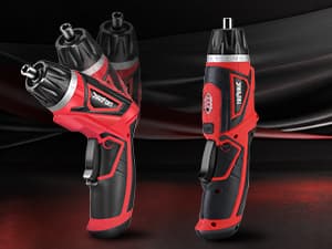 Cordless Electric Screwdriver Set, 8V 10Nm Rechargeable Power Electric Drill, Battery Screw Gun with Driver Bit, 320RPM/10+1 Torque, 2 Position Handle, Flexible Shaft LED Light (Red, 28Pcs)