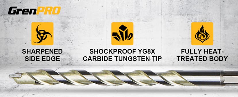 Concrete Drill Bit Set, 8 PCS Masonry Drill Bit Set for Concrete 5/32"-3/8", Industrial Carbide Drill Bits, Shockproof Hex Shank Hammer Drill Bit Set for Cement/Porcelain Tile/Brick/Class/Plastic