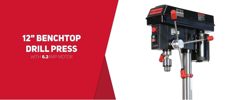 BUCKTOOL 12 INCH 6.2A Professional Bench Drill Press, 3/4HP Powerful Benchtop Drill Press, Variable Speed Drill Press with IIIA Laser and Work Light