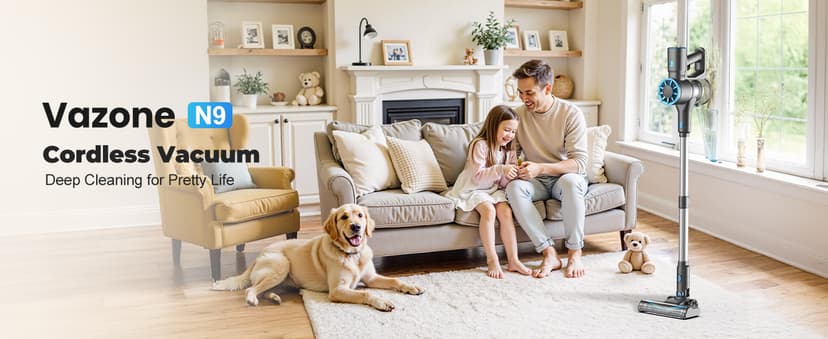 Cordless Stick Vacuum Cleaner with Self-Standing, 8-in-1 Vacuum Cleaners for Home, Lightweight Powerful Vacuum with LED Screen, Rechargeable Vacuum for Carpet, Pet Hair, Tile, Hardwood Floors