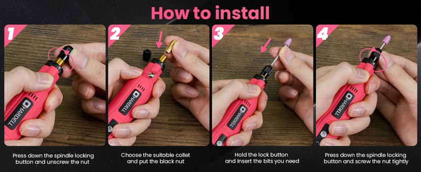 HARDELL Mini Cordless Rotary Tool, 5-Speed 3.7V Rechargeable Rotary Tool Kit with 61 Accessories, USB Charging Multi-Purpose DIY Tool for Sanding, Polishing, Drilling, Engraving, Woodworking