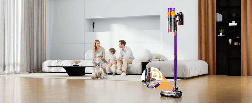 Cordless Vacuum Cleaner, 550W 48Kpa 70 Mins Vacuum Cleaners for Home, Self-Standing Stick Vacuum with Touch Screen, Wall Dock, Anti-Tangle Rechargeable Vacuum for Pet Hair Carpet Hardwood Floor