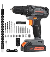 COMOWARE Cordless Drill Set, 20V Pink Power Drill Set for Women, 1 Battery & Charger, 3/8" Keyless Chuck, 2 Variable Speed, 266 In-lb Torque, 25+1 Position, with Pink Storage Bag