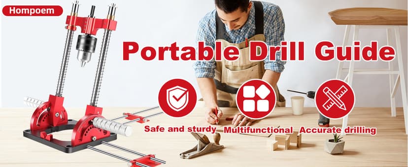 Portable Drill Guide Multi Angle Drill Guide Self-Centering Precision Drilling Jig Attachment for Drilling Angled or Straight Holes,Heavy-Duty 0° to 60° Angle Drilling Guide