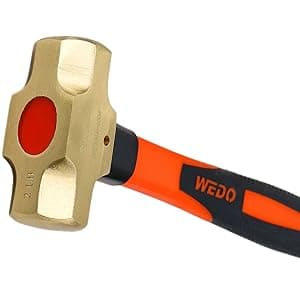 WEDO Brass Sledge Hammer With Fiberglass Handle, Non-Magnetic, Die-Forge, Corrosion Resistant, DIN Standard, 1lb, 300mm, 12"