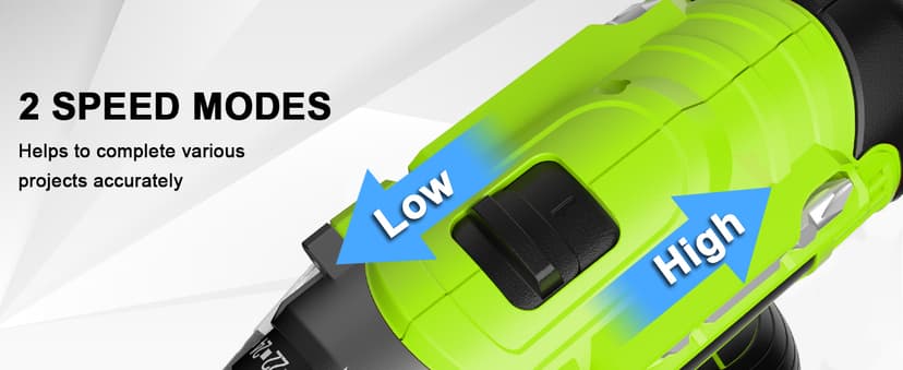 GardenJoy Cordless Power Drill Set: 12V Electric Drill with Battery and Charger, 65pcs Acessories, 3/8"Keyless Chuck, 2 Variable Speed, 24+1 Position, Compact Drill Driver Kit for Home & DIY Project