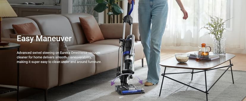 Eureka Pet Upright Vacuum Cleaner for Carpet and Hard Floor, Powerful Bagless Vacuum Cleaner for Home with HEPA Filter and Pet Tool, OmniVerse NEU801BL with QuickShift Technology, Blue