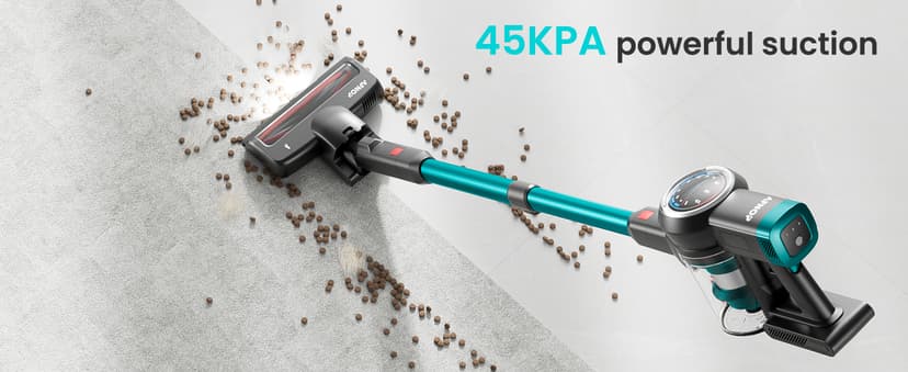 Cordless Vacuum Cleaner, 550W/45Kpa/65Mins Vacuum Cleaners for Home, Self-Standing Stick Vacuum with LED Display, Rechargeable Cordless Vacuum, Lightweight for Carpet, Pet Hair, Hardwood Floor