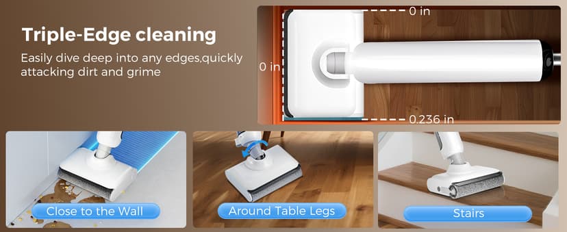 Smart Wet Dry Vacuum Cleaner,Cordless Vacuum Mop Combo with Edge Cleaning,All-in-One Floor Cleaner for Hard Floors,Self-Cleaning,35mins Runtime,LED Display,Voice Prompts