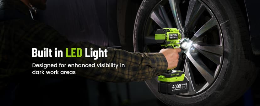 Cordless Impact Wrench, 406Ft-lbs (550N.m) Brushless 1/2 inch, 2800RPM High Torque Impact Gun, 2x 4.0Ah Battery, Charger, 4 Sockets, Electric Impact Wrench for Car Home