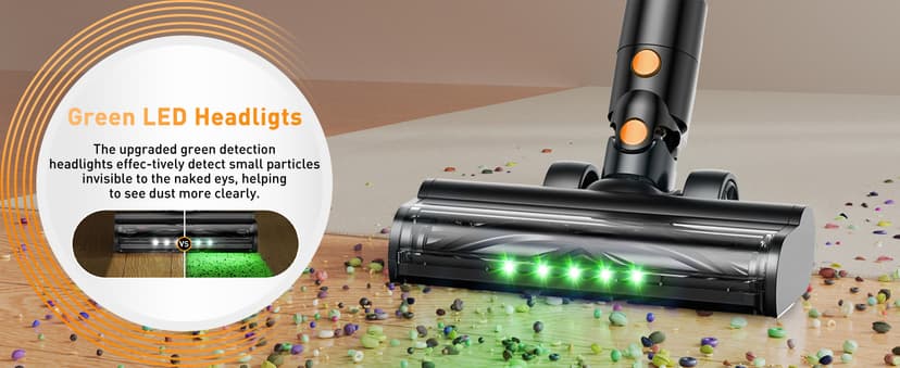 Cordless Vacuum Cleaner, 40Kpa 8 in 1 Powerful Suction Lightweight Stick Vacuum Cleaner for Home, LED Display, 3 Suction Modes, 45Mins Detachable Battery Vacuum for Hard Floor Carpet Pet Hairs