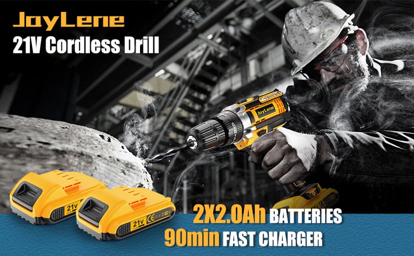 Power Drill, 21V Cordless Drill with 2 Batteries and Charger, 25+3 Position Power Drill Cordless, 398 In-lb Torque Electric Drill Set, Built in 3/8” Keyless Chuck Power Screwdriver with 56PCS Bits