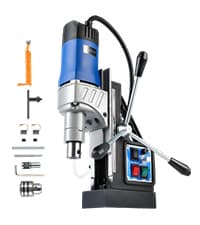 ZELCAN Mag Drill Press with 6 Drill Bits, 1550W Portable Magnetic Press with 2" Boring Diameter, 0-580 rpm Stepless Speed & Reversible Direction, 2922 lbf Power Magnetic