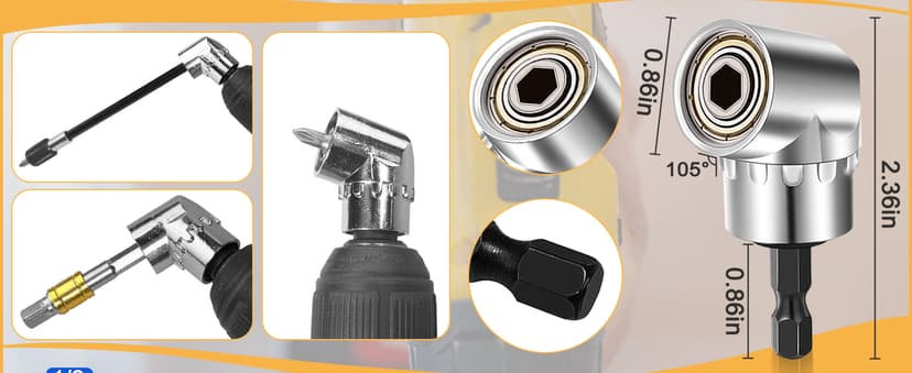 Guyuyii Flexible Drill Bit Extension and 2 Right Angle Drill Attachment Set – For DIY, Technicians and Homeowners, Ideal for Appliance Repair, Furniture and Plumbing, Compatible with Cordless Drills