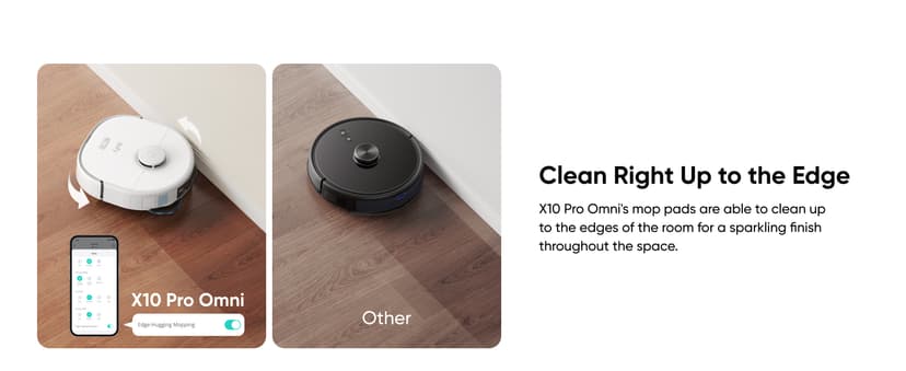 eufy X10 Pro Omni Robot Vacuum and Mop Combo, 8,000 Pa Suction, Dual Mops with 12 mm Auto-Lift and Carpet Detection, AI Obstacle Avoidance, Auto Mop Washing, Auto Drying, Self-Emptying, White