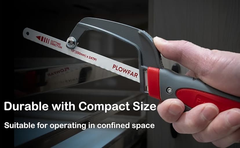 Aluminum Frame Mini Hacksaw with 10" Flexible Bi-Metal HSS Blade for Metal and Wood