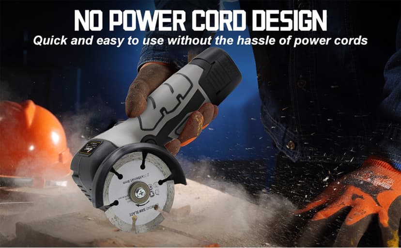 Cordless Brush Angle Grinder Kit, 19500rpm Mini Electric Angle Grinding Tool with 2pcs 16.8V 2000mAh Batteries and 5-Cutting Discs, Grinder Handheld Cutter for Metal Wood