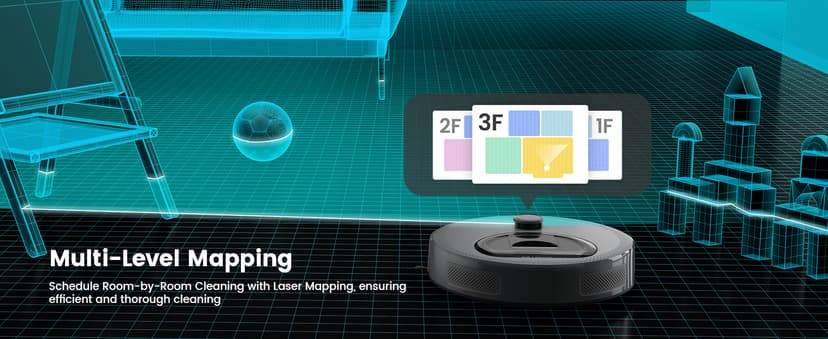 Lefant LiDAR Robot Vacuum and Mop, Upgraded 190° PSD Obstacle Avoidance, 5000Pa Strong Suction, Multi-Floor Mapping, 150 Mins Runtime, WiFi/Alexa/APP/Watch, Pet Hair & Carpets, M330 Pro Grey