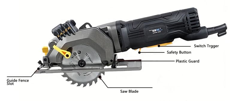 Mini Circular Saw,NEWONE 4.5Amp Electric Circular Saw with 6 Saw Blades,3500RPM,Max Cutting Depth 1-11/16"(90°), 1-1/8"(45°),Circular Saw With Laser for Wood, Soft Metal, Tile and Plastic Cuts