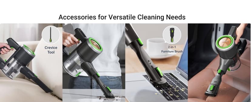 Eureka Lightweight Cordless Stick Vacuum Cleaner Convenient for Hard Floors, Rechargeable Handheld Vacuum Cleaner Portable with Powerful Motor Efficient Suction, RapidClean Ultra NEC370GR, Moss Green