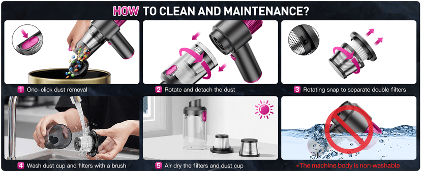 EYYA Handheld Car Vacuum Cleaner Cordless, 15000PA High Power Car Vacuum Cleaner & Air Duster, 4-in-1 Portable Mini Car Vacuum Cleaner with LED Light, Hand Held Vacuum Cleaner for Car Home Office