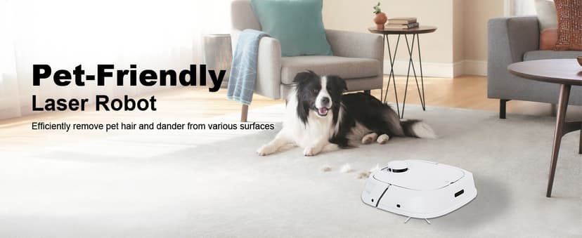 TECBOT M1 Pro Robot Vacuum and Mop - LiDAR Robotic Vacuums Cleaner for Home with Pet Hair, Carpet, Hardwood Floors, Auto Smart Mopping, Self Cleaning, Avoids Obstacles, Voice Control, White