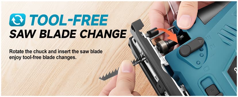 Cordless Jig Saw with 4000mAh Battery, Cordless Jigsaw Tool for Ma-kita 18V Battery, with 7 Blades, Dust Tube, 0°-45° Bevel Cuts & 4 Orbital Setting, LED Light, for Wood PVC Metal Cutting