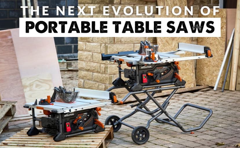 Evolution R10TS 10" Jobsite Table Saw | 15A Powerful Motor | Multi-Material Cutting | 10" TCT Blade | 26” Rip Capacity | 3-3/8” Cut Depth | 0-45º Bevel | Precision Fence | Portable & Heavy-Duty