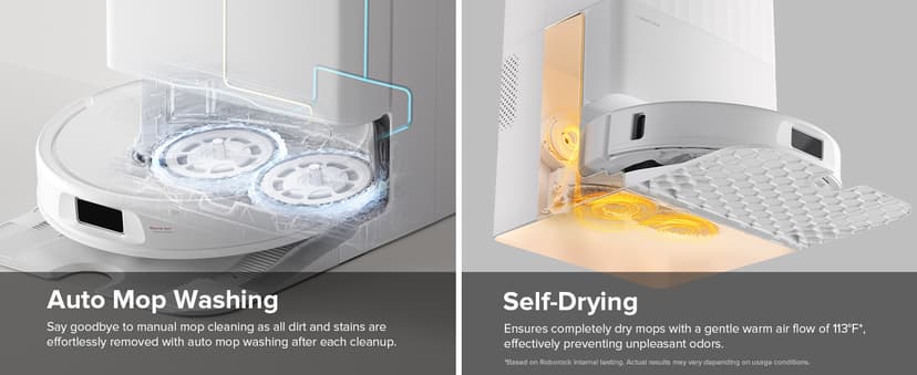 roborock Qrevo S Robot Vacuum and Mop, Self-Drying, Auto Mop Washing, 7000Pa Suction, Self-Emptying & Refilling, 10mm Mop Lifting, 200RPM Spinning Mops, Smart Obstacle Avoidance, White