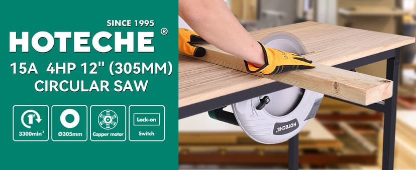 Hoteche 12-Inch Circular Saw 4-HP Compact Portable Table Saw with Saw Blade for Desktop Use