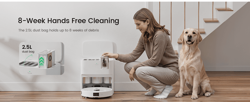 Robot Vacuum with All-in-One Station, Dual Mops with 12 mm Auto-Lift and Carpet Detection, Auto Dust Collection, 6000 Pa Suction, 180 Mins Runtime, Auto Mop Washing & Drying