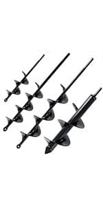VASGOR Set of 5 Auger Drill Bit for Planting (1.6x16", 2x16", 2.6x16", 3x16", 3.5x16") - Easy Planter Garden Auger - Bulb & Bedding Plant Augers - Post Hole Digger for 3/8” Hex Drive Drill