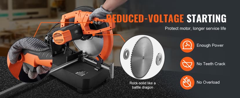 VEVOR Chop Saw, 14''/355mm Blade Diameter Cut Off Saw, 2800W 1200RPM Steel Cutting Machine, 0-45° Adjustable Dry Cut Chop Saw, Miter Saw for Cold Cut Saw for Steel/Iron/Aluminum, Black